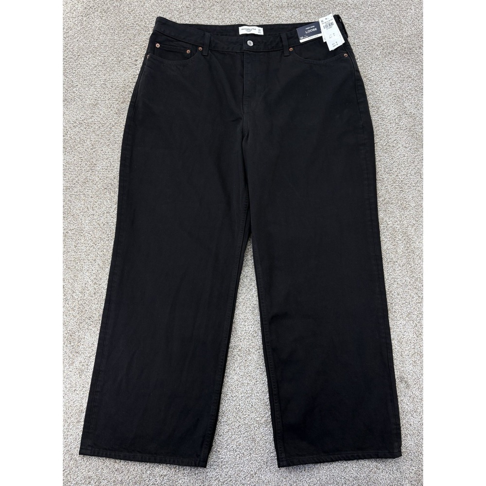Abercrombie Fitch Curve Love High Rise Loose Womens 33 Short Black Denim NWT $90